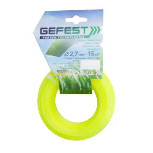 Леска для триммера Gefest - 2,4 мм x 15 м квадрат крученый армированный