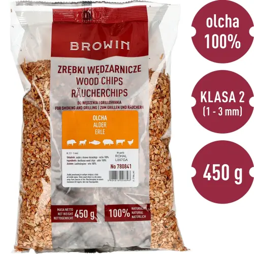 Щепки для коптильни и гриля Browin ольха 450 г, 8 класс