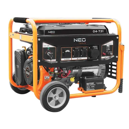 Генератор бензиновий Neo Tools 04-731, 6,0/6,5кВт, 1х12 В і 2х230 В (16 А) і 1x230 В (32 А), бак 25 л, 313 г/кВтгод, 85 