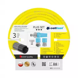 Набор для полива Cellfast PLUS 1/2”, 25 м с оросителем и комплектом для подключения, шланг 3-х слойный, -10…+50 °C